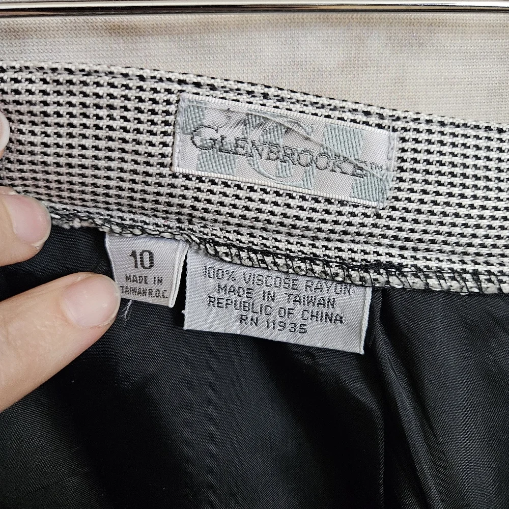 Vintage Houndstooth Pencil Skirt VTG 1990s 90s M Black White Academia Pinup Ska